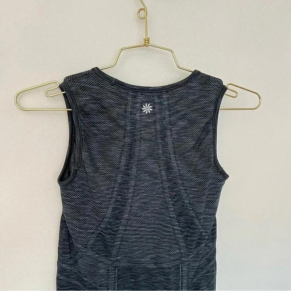 Athleta Fastest Track Size XS Black Space Dye Ruched Muscle Tank Seamless Top - Picture 5 of 8